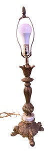 Vintage Hollywood Regency Ornate Cast Brass & Marble Table Lamp #2