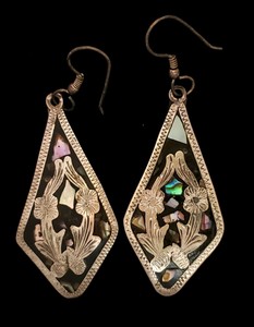 Vintage Abolone Mexico Alpaca Silver Earrings