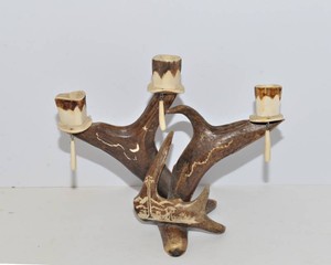 Vintage Carved BoneAntler-Style Candelabra