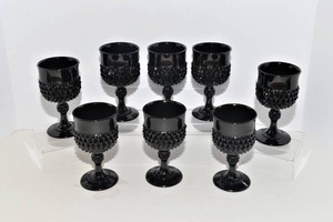Vintage Black Drinking Goblets  Set of 8