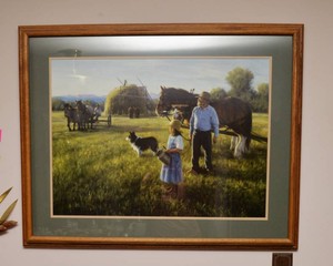 Robert Duncan Haying Time Horse & Collie Artwork  39 x 31