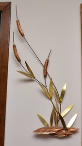 Metal Cattails Wall Hanging  28 Tall
