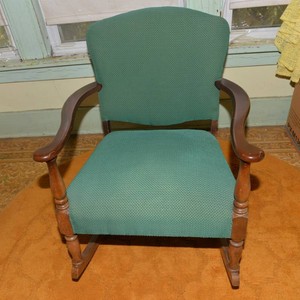 Vintage Green Wooden Rocking Chair