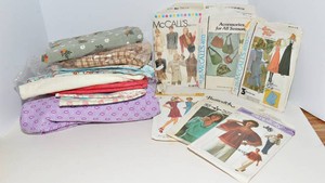 Vintage Fabric & Sewing Patterns  Assorted