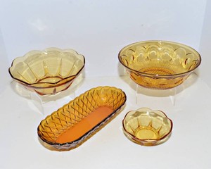 Vintage Amber Glassware  Set of 5