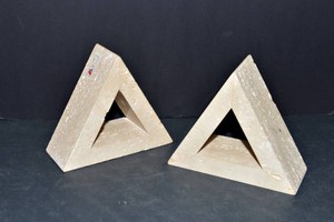 Vintage Mid-Century Modern Travertine-Style Bookends  Made in Italy