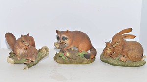 Ceramic Animal Figurines  Set of 3
