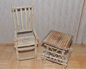Small Wooden Chair & Stool  Set of 2
