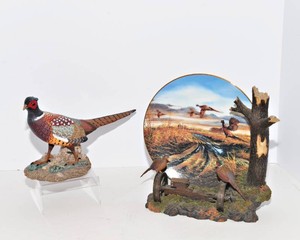 The Hadley Collection  Pheasant Figurine & Terry Redlin Country Road Plate