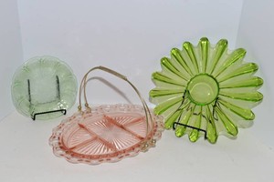 Vintage Colored Glassware - Includes Uranium Plate