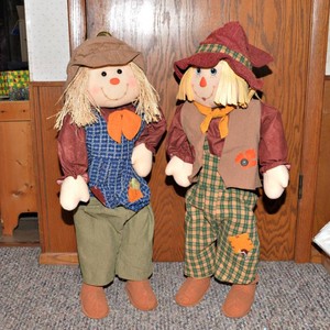 Freestanding Decorative Autumn Scarecrow Figurines  Set of 2