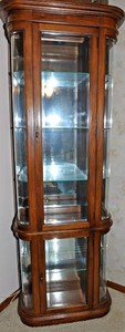 Mirrored-Back Display Cabinet with Curved Glass  76 Tall