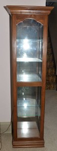 Mirrored-Back Display Cabinet with Glass Shelves  70 Tall