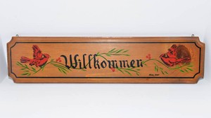 Hand-Painted Willkommen Wooden Sign