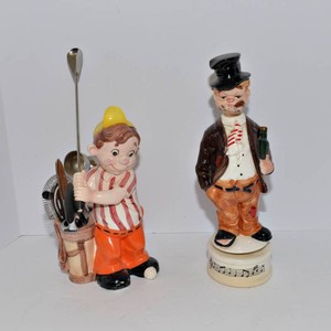 Ceramic Hobo Liquor Decanter & Golfer Bar Caddy  Set of 2