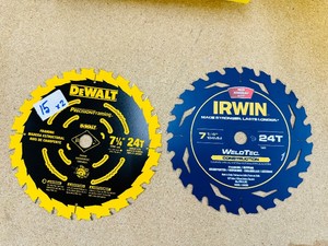 Lot of 2 Circular Saw Blades - 7 14  - 24T - Framing - DeWalt & IRWIN