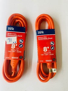Lot of 2  New 8 ft EXTENSION CORDS - Medium Duty
