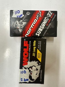 .22 LR COMBO - Wolf 40 gr & Norma Subsonic  40 gr