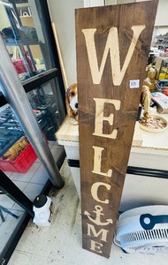 Engraved, SOLID WOOD WELCOME SIGN - Anchor - 60 height
