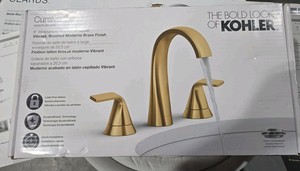 KOHLERCursiva 8 in. Widespread Double Handle Bathroom Faucet in Vibrant Brushed Moderne Brass