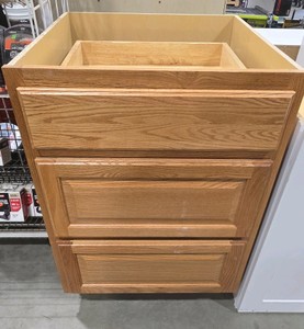 24 3 drawer base cabinet in oak