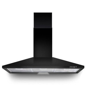 36 in. 450CFM Wall Mount Range Hood DuctedDuctless Convertible Downdraft System in Black with Push Button Control
