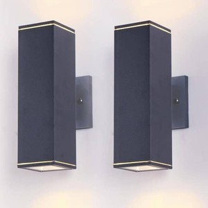 Sunpez2-Pack Outdoor Wall Sconce, 18 H x 8 W Up Square Cylinder Down Lights for Porch Patio Garage,E264, No Bulbs Included