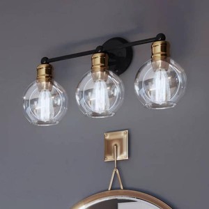 Progress LightingHansford Collection 24.5 in. Vintage Electric 3-Light Antique Bronze Coastal Farmhouse Clear Glass Bathroom Vanity Light