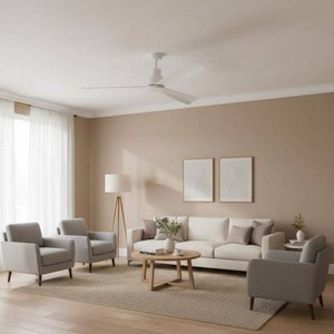 MINKA-AIRESimple 44 in. IndoorOutdoor Flat White Ceiling Fan with Remote Control
