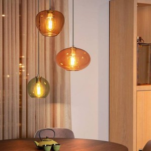 RRTYOTheodora 3-Light Modern Vintage Cluster White Pendant Light with Colored Glass Globe Shades