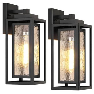 Rottogoon15.78 Modern Black Water Ripple Outdoor Wall Lantern, 1 Pack Waterproof Wall Lights Fixture for Patio Outdoor Indoor
