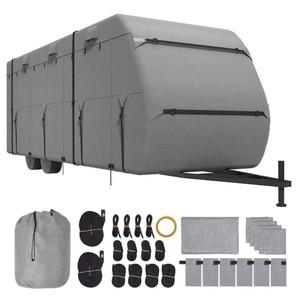 SKYSHALOTravel Trailer Cover, 27-30 ft. RV Cover, 4-Layer Non-Woven Fabric Camper Cover, Windproof and Rip-Stop Class A RV Cover