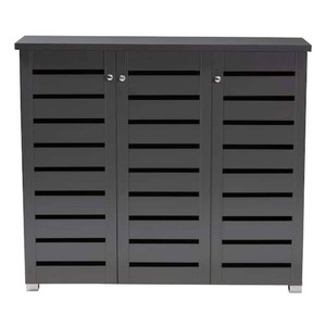 Baxton Studio38.3 in. H x 44.5 in. W Gray Wood Shoe Storage Cabinet