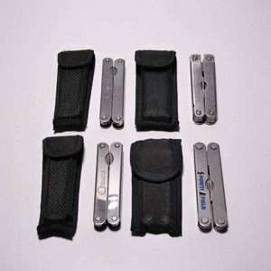 4 Mid Sized Stainless Handle Multi Tools and Sheaths