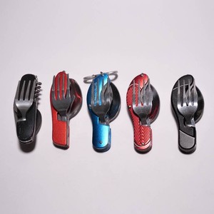 5 Camping Folding Multi Tools With Spoon and Fork Attachments