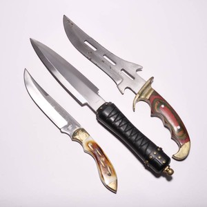 3 Large Fixed Blade Knife and Sheaths Pakistan Made