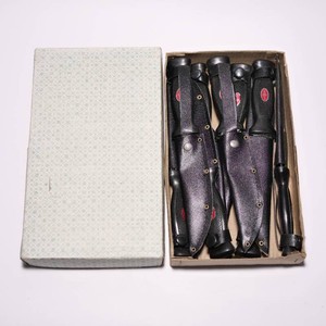 Box of 9 Small China Made Fixed Blade Knives and Sheaths