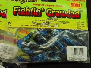 LOT OF OVER 30 VINTAGE NEW MISTER TWISTER FIGHTIN CRAWDAD BAIT.