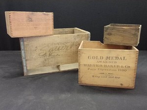 4 VINTAGE DOVETAILED WOODEN BOXES