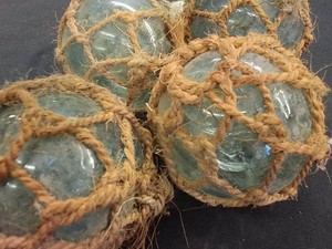 6 JAPENESE GLASS FISHING FLOATS