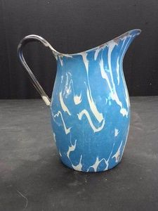 GRANITEWARE BLUEWHITE SWIRL PITCHER