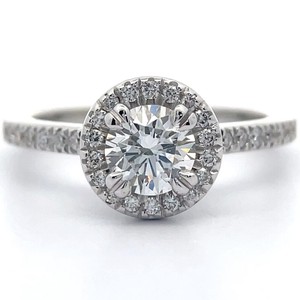 1.40 Carat Natural Diamond (FVS1, Triple X GIA Graded) Round Halo Pav Cathedral Ring in 18k White Gold w GIA CERT $6,899 Retail VIDEO