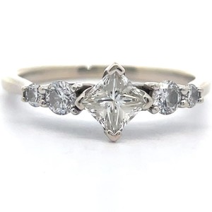 Jared Jewelers 1 Carat Natural Diamond Princess & Round Engagement Ring in 14k White Gold w GIA Report $6,575 Retail VIDEO