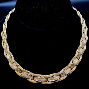 Upscale 46.6 Gram Amoro Italy Designer Stamped Estate Necklace in 14k Yellow & White Gold VIDEO
