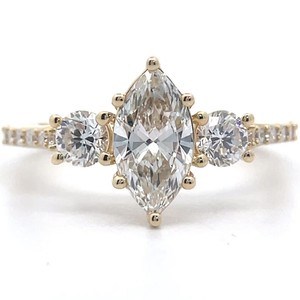 1.62 Carat Diamond Three-Stone Pav Ring in 14k Yellow Gold w IGI Certificate VIDEO