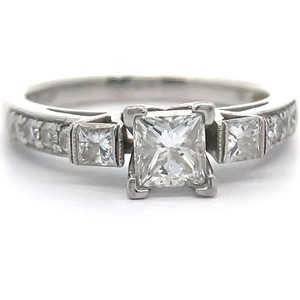 1.10 Carat Natural Diamond Princess Estate Milgrain Ring in 18k White Gold VIDEO
