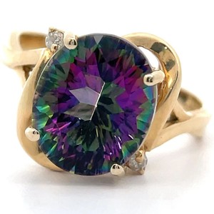 5.29 Carat Mystic Topaz & Diamond Swirl Ring in 14k Yellow Gold VIDEO
