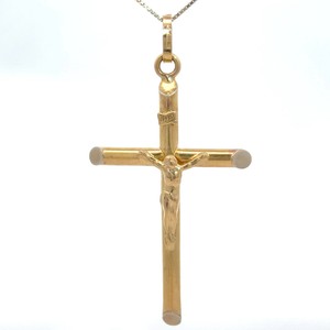 MADE IN ITALY Estate Latin Cross Pendant in 14k Yellow Gold VIDEO