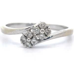 Natural Diamond Dual Flower Cluster Ring in 14k White Gold VIDEO