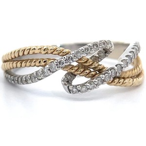 Estate Natural Diamond Ribbon & Rope Multi-Band Ring in 14k Two-Tone Gold VIDEO